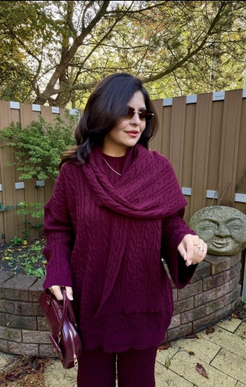 SAÇ ÖRGÜSÜ DESENLİ TRİKO TAKIM