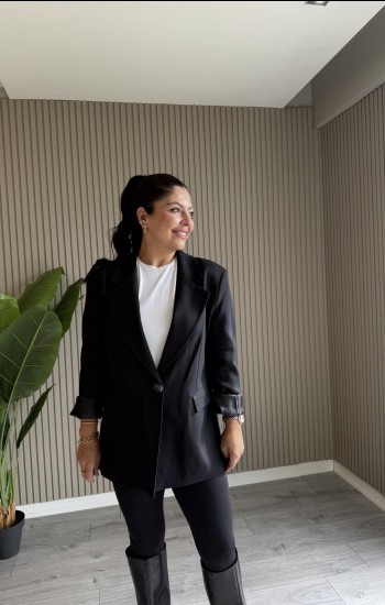 Balık Sırtı Desenli Blazer Ceket