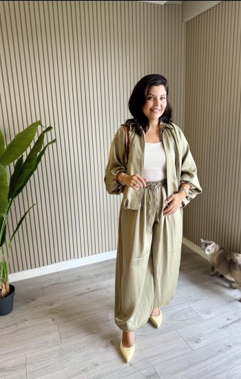 Çağla Yeşili Şalvar Takım