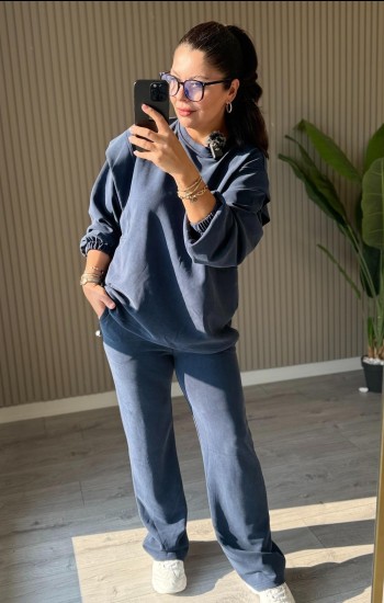 LACİVERT MODAL KUMAŞ TAKIM