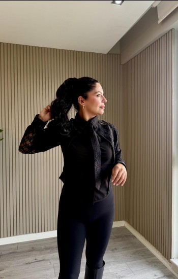 Tasarım Kravatlı Dantel Gömlek