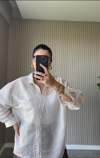 Çizgili Şifon Gömlek